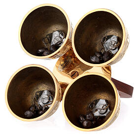 Liturgical bell 4 tons brass and wood handle s3