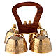 Liturgical bell 4 tons brass and wood handle s1