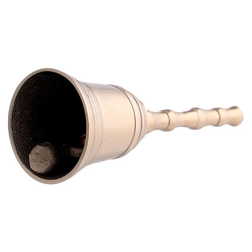 Tischglocke aus silberfarbenem Messing – Höhe 9 cm 2