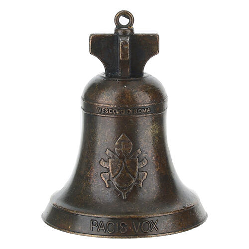 Campana Papa Benedetto XVI metallo brunito 5x7 cm 3