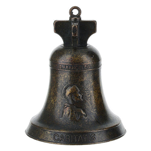 Campana San Francesco d'Assisi metallo brunito 5x7 cm 1