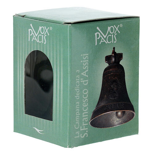 Bronzed Metal Church Bell St. Francis of Assisi 5x7 cm 2