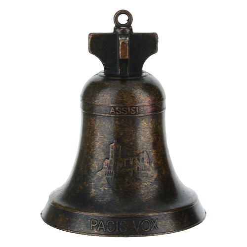 Bronzed Metal Church Bell St. Francis of Assisi 5x7 cm 3