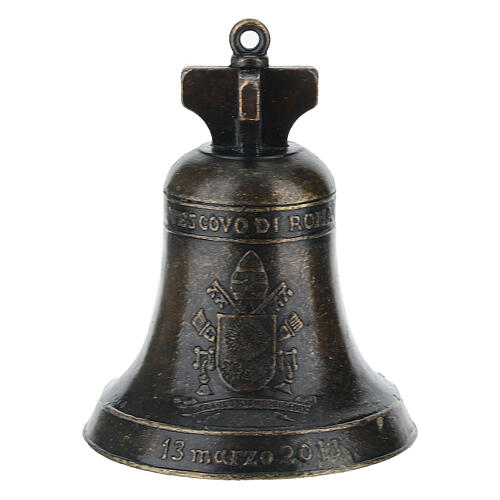 Bronzed Metal Church Bell Pope Francis 5x7 cm 3