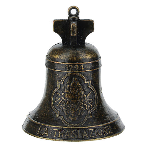 Campana in metallo brunito Madonna di Loreto 5x7 cm 3