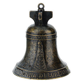 Bronzed Metal Altar Bell Our Lady of Loreto 5x7 cm