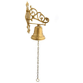 Gold plated brass wall bell with chain 30x15 cm