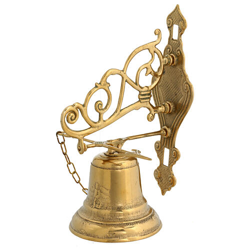 Gold plated brass wall bell with chain 30x15 cm 4