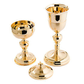 Calices Ciboires Patènes en métal: Calice et Ciboire Malta or satiné et brillant Calices Ciboires Patènes en métal: Calice et Ciboire Malta or satiné et brillant