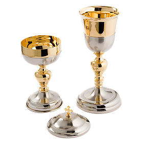 Chalice and Ciborium Malta style, silver and gold-plated satin