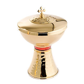 Calices Ciboires Patènes en métal: Calice et ciboire avec anneau émaillé Calices Ciboires Patènes en métal: Calice et ciboire avec anneau émaillé