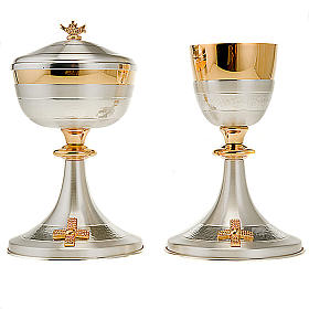 Chalice and Ciborium hammered Silver-plated brass
