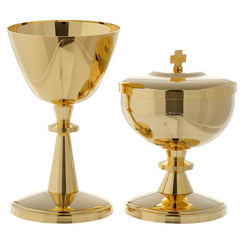 Gold-plated brass chalice and ciborium - small size 1