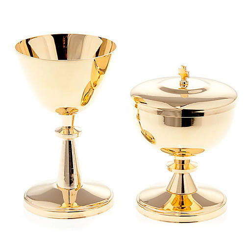Cálice e píxide latão dourado brilhante 1