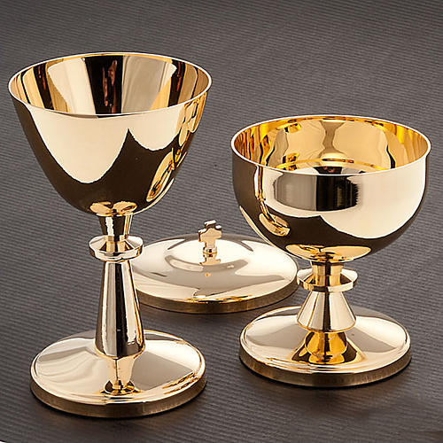 Cálice e píxide latão dourado brilhante 2