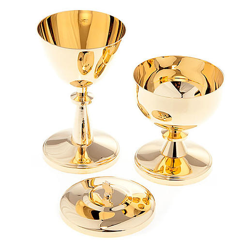 Cálice e píxide latão dourado brilhante 3