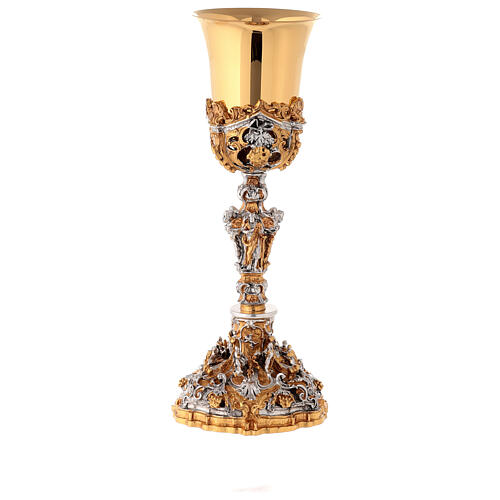 Chalice and ciborium Nativity, golden silver and brass 6
