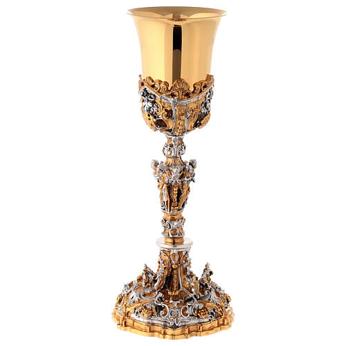 Chalice and ciborium Nativity, golden silver and brass 9