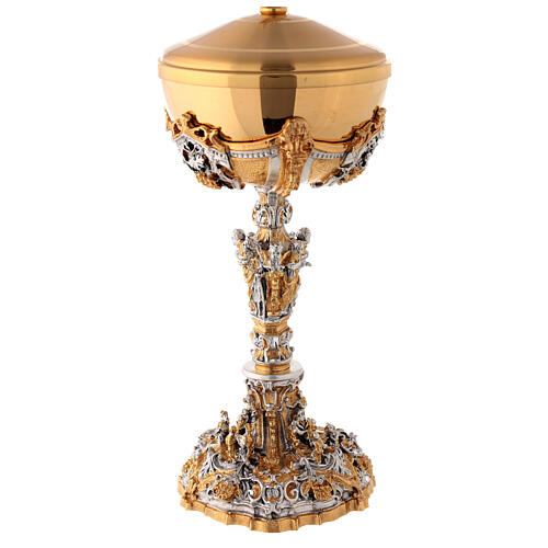 Chalice and ciborium Nativity, golden silver and brass 18