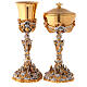 Chalice and ciborium Nativity, golden silver and brass s1