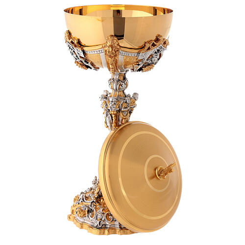 Chalice and ciborium Nativity, golden silver and brass 8