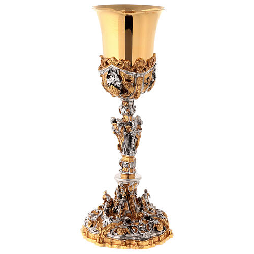 Chalice and ciborium Nativity, golden silver and brass 17
