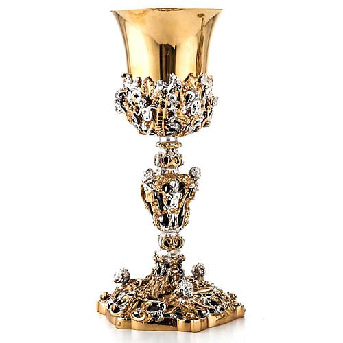 Chalice and ciborium Putti, gold plated brass 2