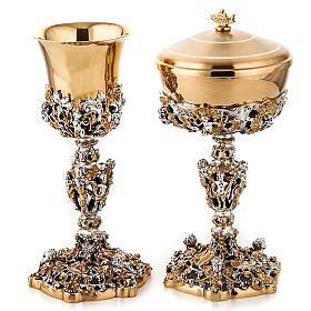 Chalice and ciborium Putti, gold plated brass