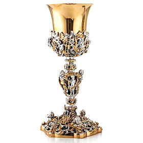 Chalice and ciborium Putti, gold plated brass