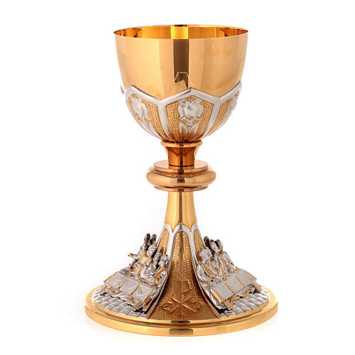 Chiselled chalice and ciborium set The last supper 7