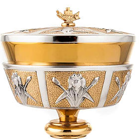 Cálice e âmbula cinzelados latão Última Ceia s5