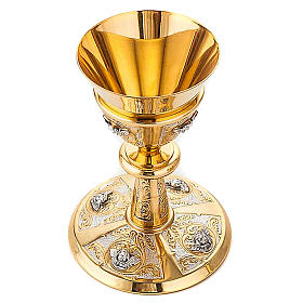 Cálice e cibório latão cinzelado putti s5