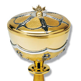 Cálice e cibório latão cinzelado cervos à fonte s3