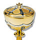 Chisellled brass chalice and ciborium set "Deer at the font" s3