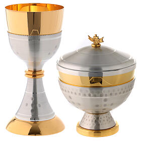 Chalice and ciborium hammered brass