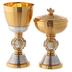 Chalice and ciborium Evangelist symbols brass