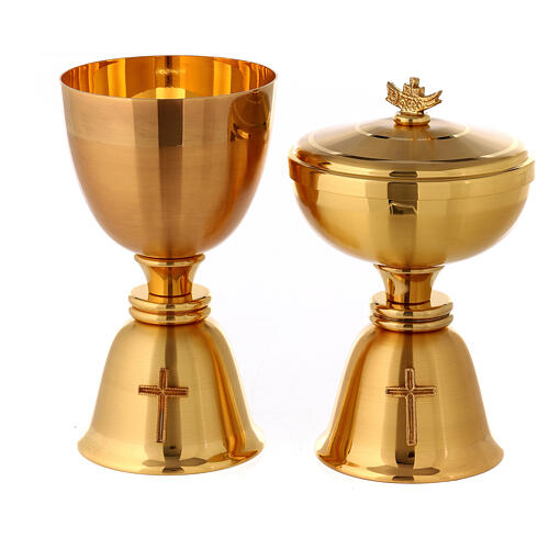 Chalice and ciborium gold-plated cross 1