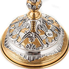 Cálice prata 800/1000 e latão tábuas da lei, coração e pão s7