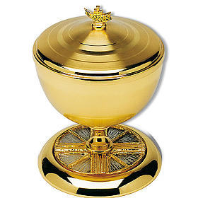 Ciborium in golden brass cross and rays