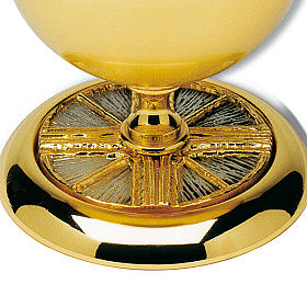 Ciborium in golden brass cross and rays