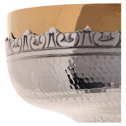 Patena posrebrzany pozłacany mosiądz kwiecisty wzór 2