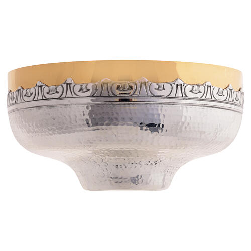 Patena latão prateado dourado decoração floral 3