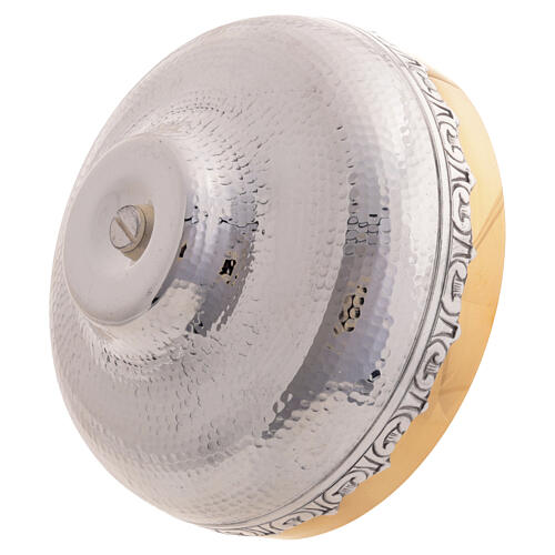 Patena latão prateado dourado decoração floral 4