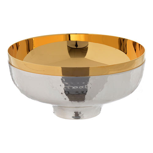 Bowl paten hand hammered in gold and silver plated brass 1