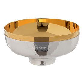 Bowl paten hand hammered in gold and silver plated brass