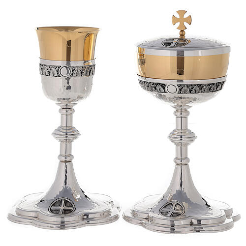 Chalice and ciborium with leaves and Celtic cross 1