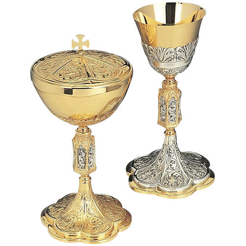 Calice e pisside fusione ottone argento 925/00 immagini passione 1