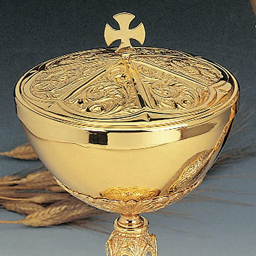 Chalice ciborium knot onyx gilded brass enamel medallions Molina