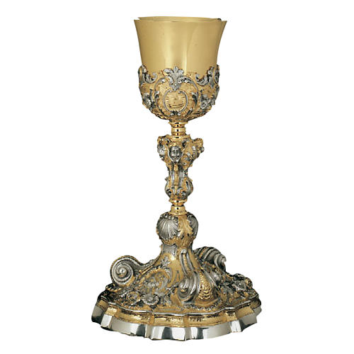Cálice para missa latão prata 925/00 decoro e medalhões 1