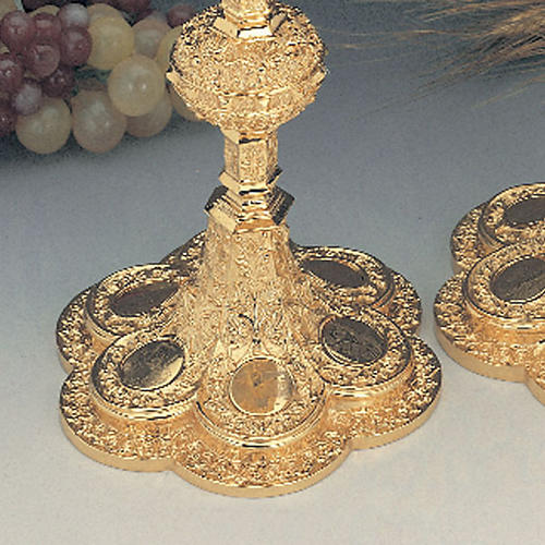 Calice laiton doré argent 925/00 décors méd 3